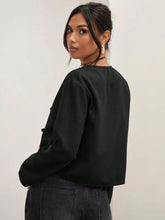 Women's Solid Color Asymmetrical Neck Long Sleeve Bowknot Decor Casual Business Casual Work Shirt